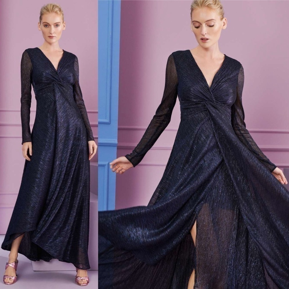 Talbot Runhof Golambini15 Metallic Midi Dress 8/38